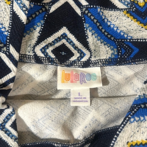 LuLaRoe Women’s Cassie Pencil Skirt/Size:L/Color:Blue/White/Yellow GeoPrint(NWT) - Picture 3 of 7
